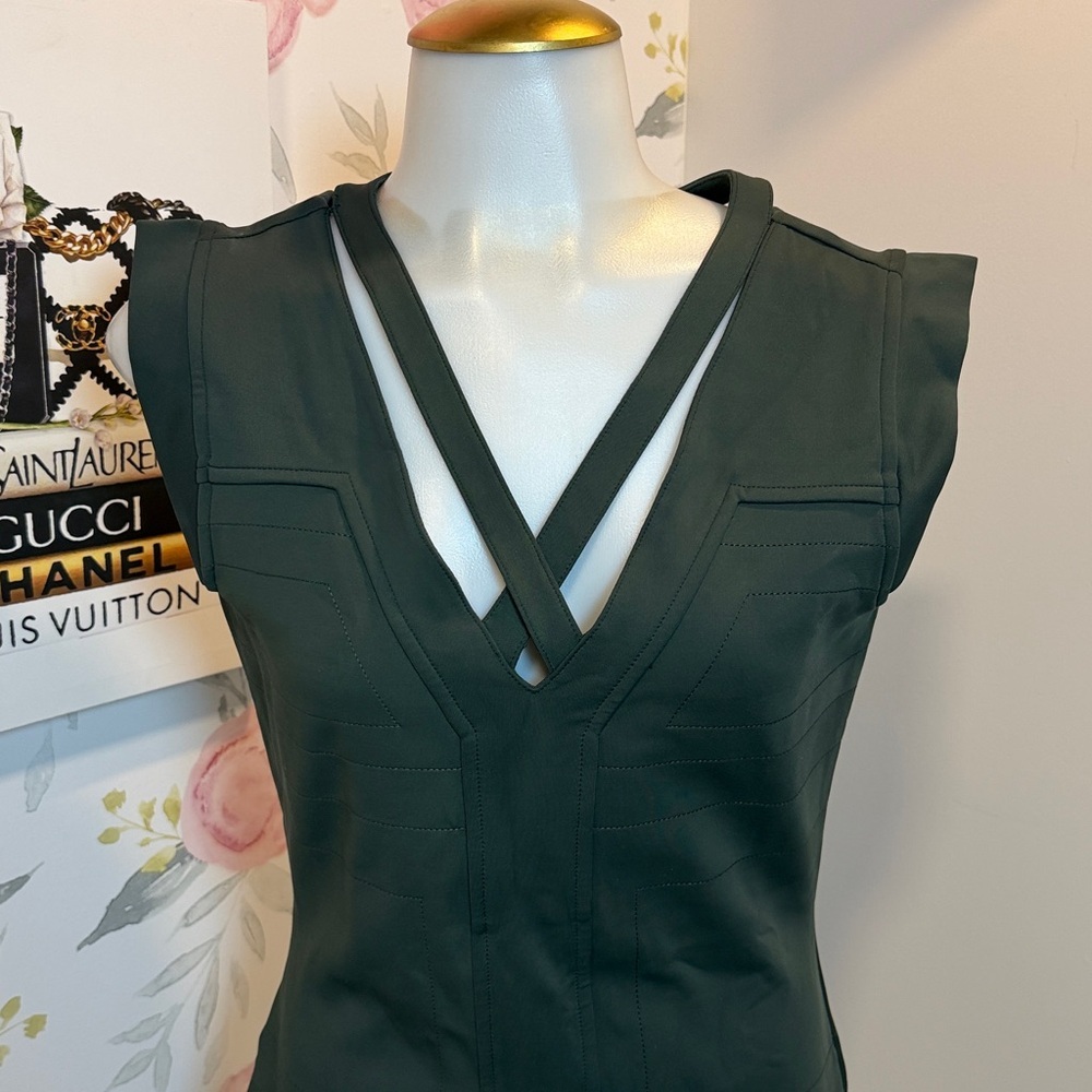 French Connection Forest Green Fitted Dress - Picture 2 of 5